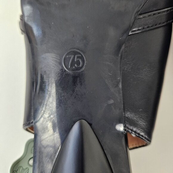 Womens Formal Black Slingback Pointed Toe Kitten Heels Buckle Detail Size 7.5" - Picture 10 of 10